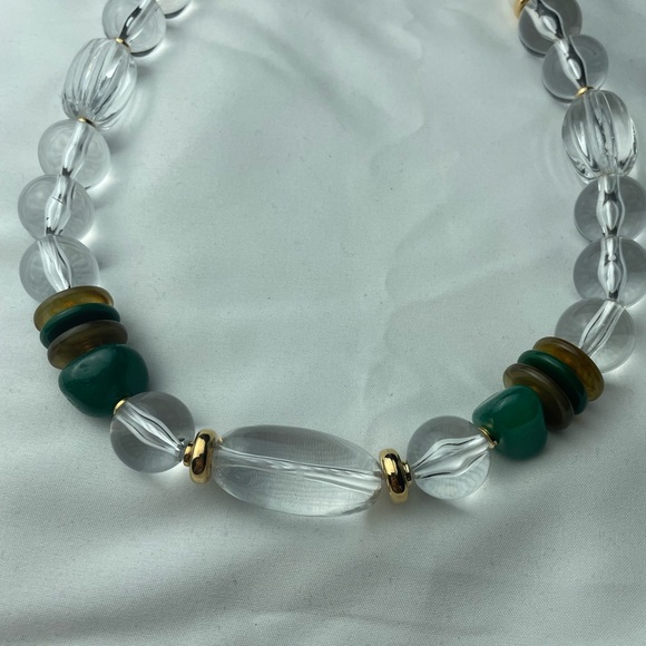 Cristina Sabatini Lucite And Green stone Beaded Necklace - Picture 2 of 5